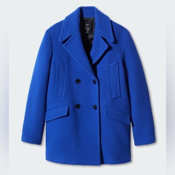 🩷 Mango - Women's Buttoned Wool Blend Coat - Blue. Size: XS. NWT. (1365) - Picture 15 of 16